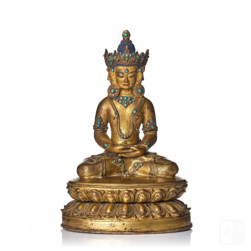 A Tibetan or Nepalese Gilt-Copper Alloy Figure of Sarvavid Vairocana,